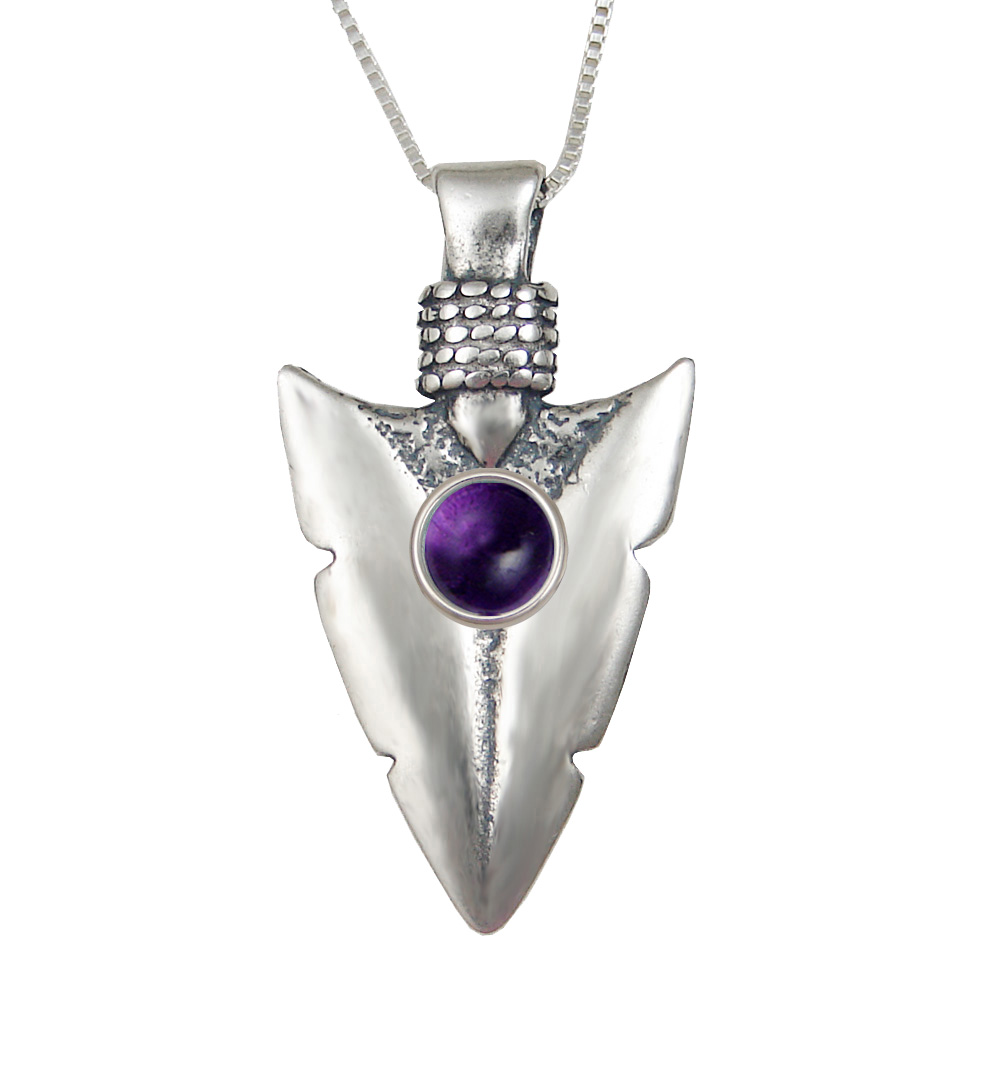 Sterling Silver Arrowhead of the Ancients Pendant With Amethyst